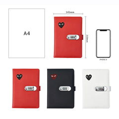 A5 Lockable PU Leather Password Notebook Diary