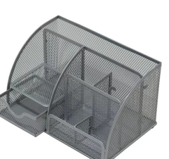 Large Capacity Metal Desktop Organizer - Pen & Document Holder