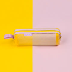Simple Color-Block Transparent Pencil Case for Students