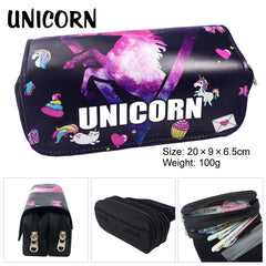 Cartoon Unicorn Double-Layer Large Capacity Pencil Case