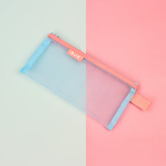 Simple Color-Block Transparent Pencil Case for Students