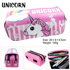 Cartoon Unicorn Double-Layer Large Capacity Pencil Case