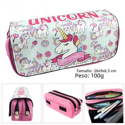 Cartoon Unicorn Double-Layer Large Capacity Pencil Case