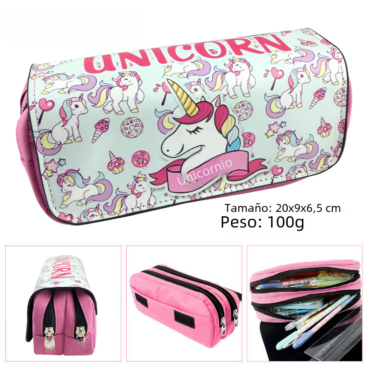 Cartoon Unicorn Double-Layer Large Capacity Pencil Case