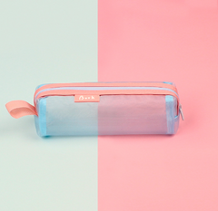 Simple Color-Block Transparent Pencil Case for Students