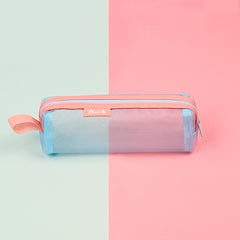 Simple Color-Block Transparent Pencil Case for Students
