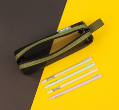 Simple Color-Block Transparent Pencil Case for Students
