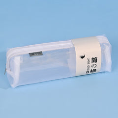 Simple Color-Block Transparent Pencil Case for Students